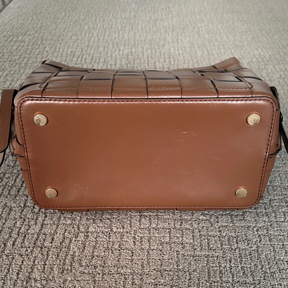 Michael Kors Woven Leather Satchel in Cognac Brown with Gold Hardware - Picture 11 of 12